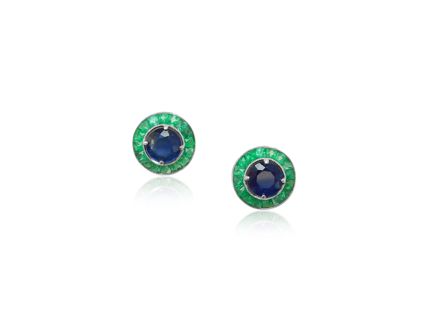 Art Deco Emerald and Sapphire Earrings