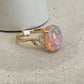 Fire Opal Diamond Leaf Ring