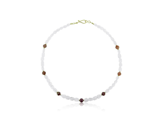 Moonstone Tourmaline Gold Necklace