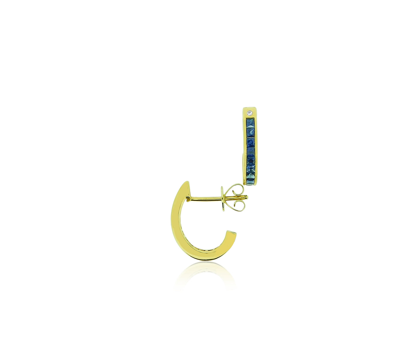Sapphire Square Gold Hoops