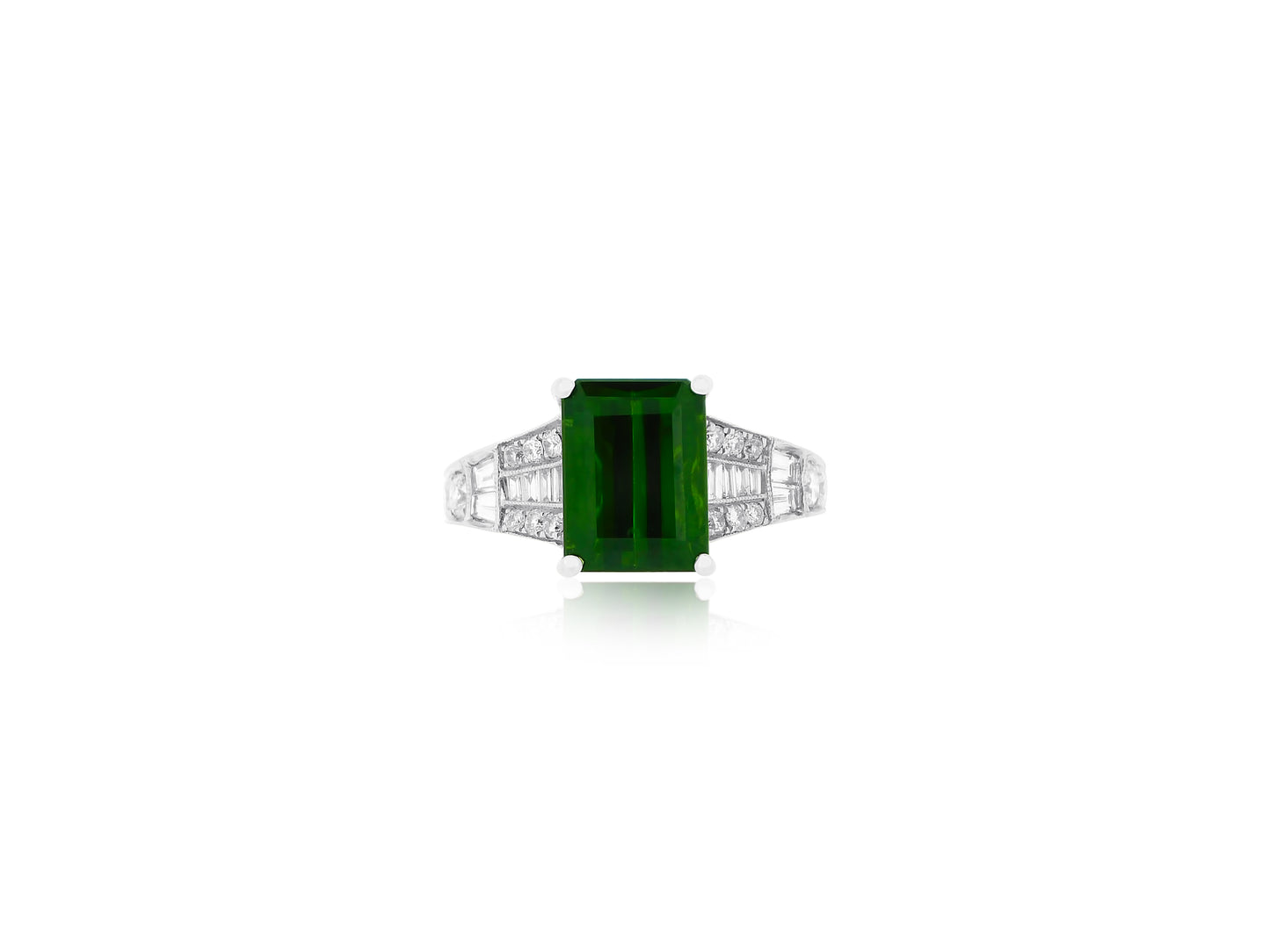 Green Tourmaline and Diamond Ring