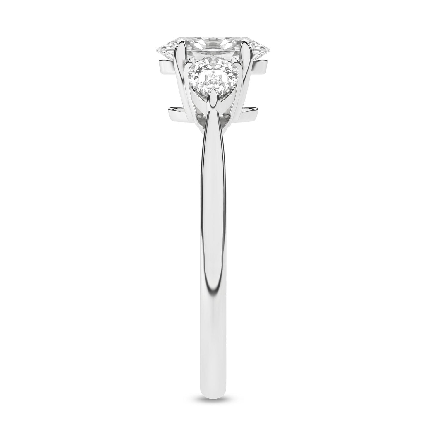 Three Stone Oval and Pear Lab Diamond Ring