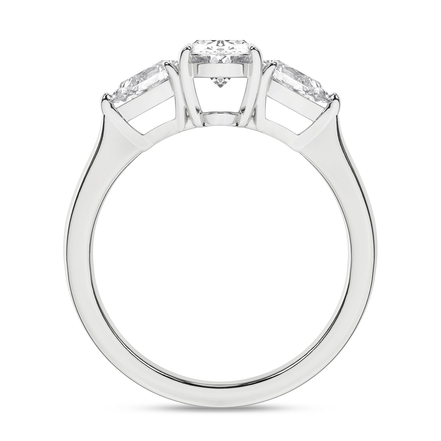 Three Stone Oval and Pear Lab Diamond Ring