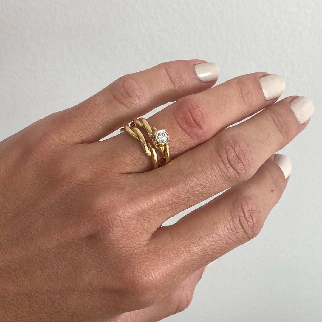 Yellow Gold Bezel Wedding Set