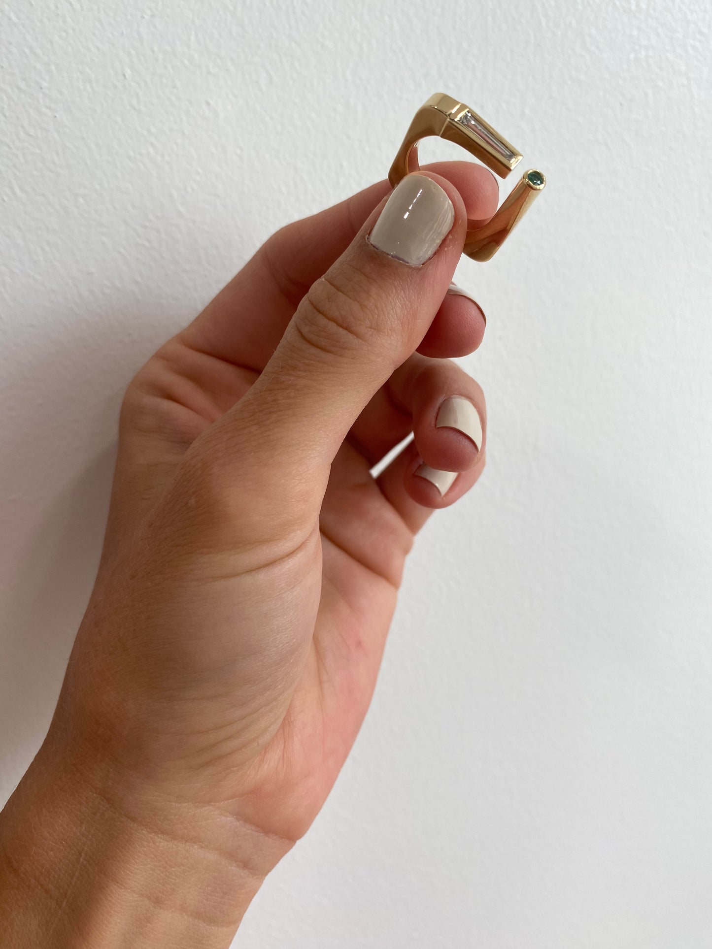Tapered Baguette Diamond Emerald Ring
