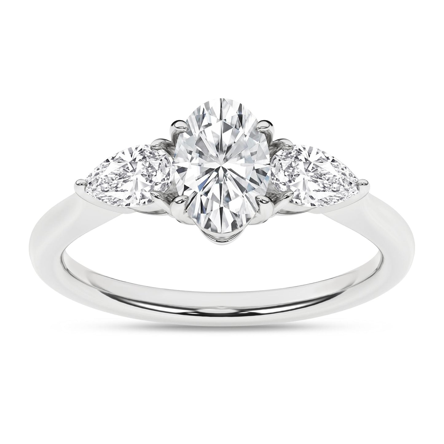 Three Stone Oval and Pear Lab Diamond Ring