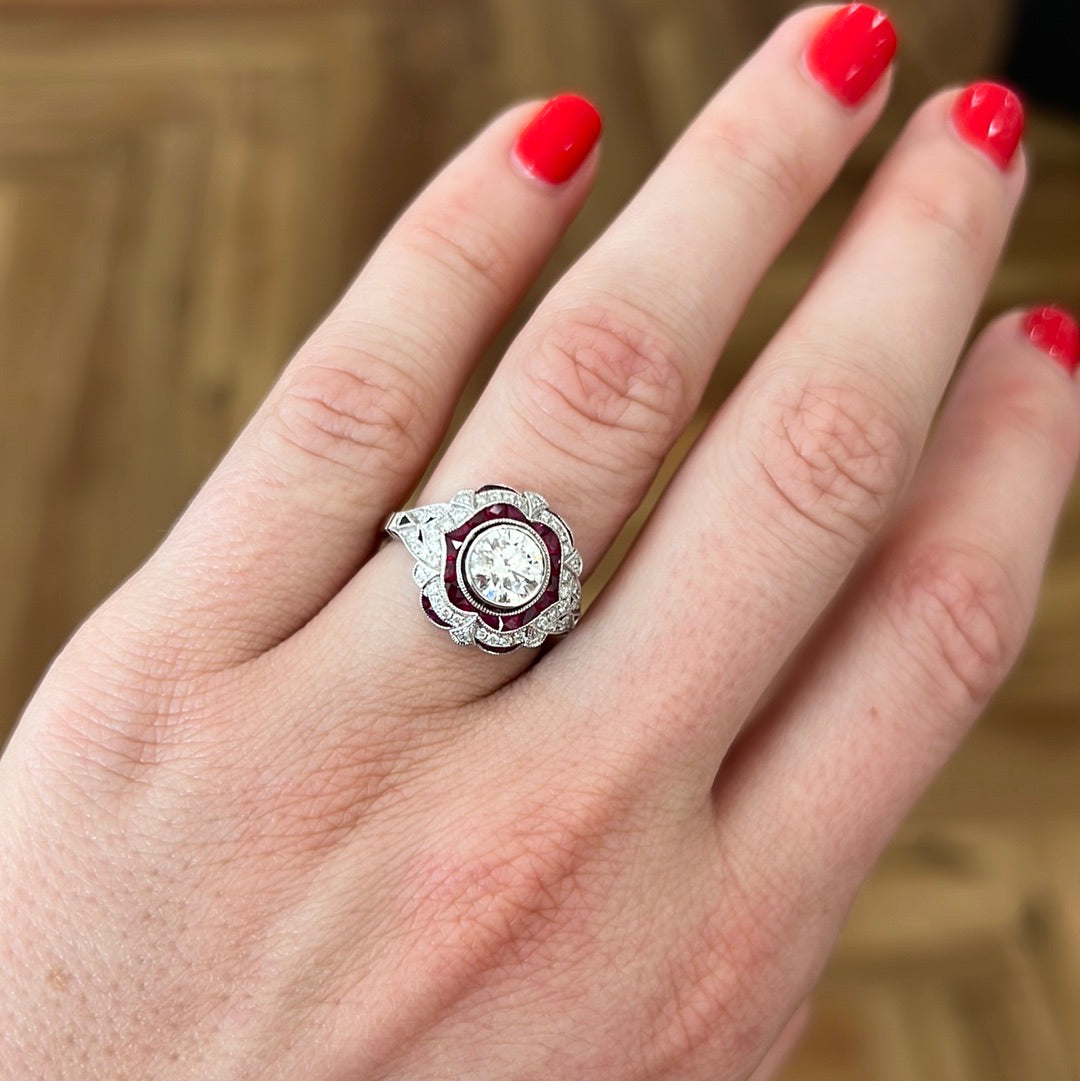 Ruby Diamond Vintage Inspired Ring