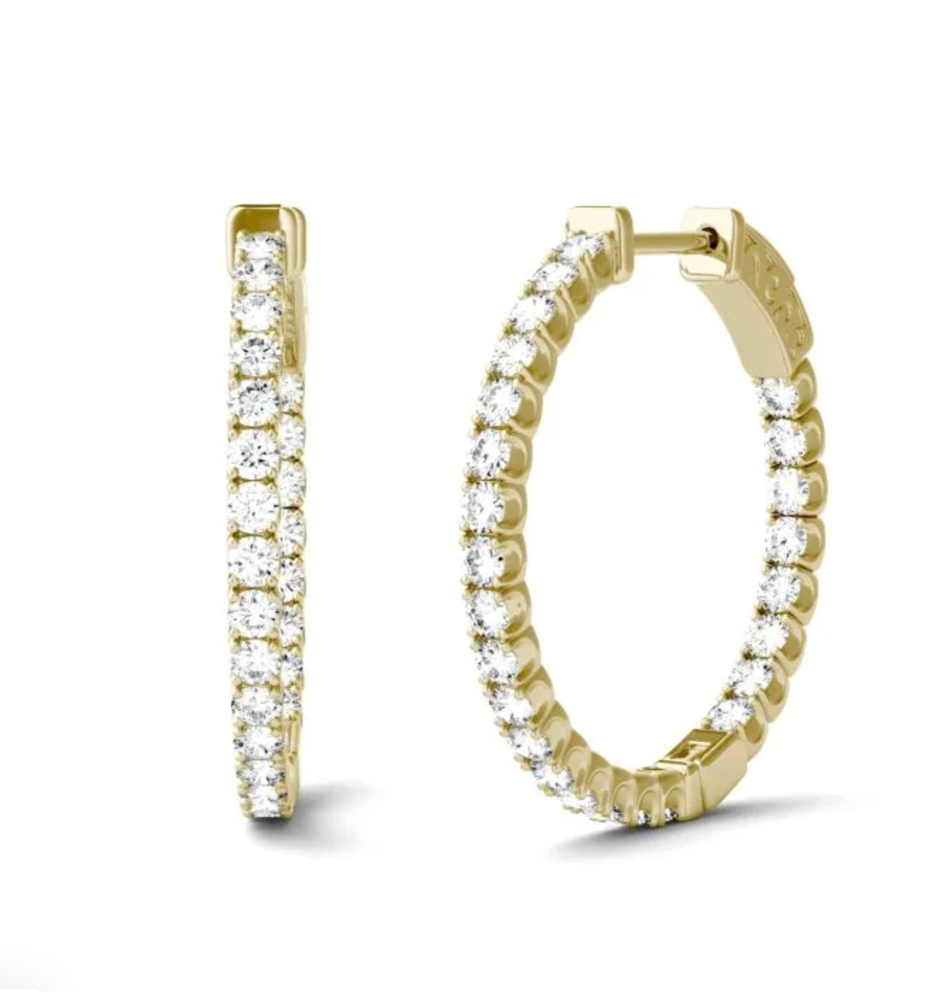 Inside Out Diamond Hoops in Gold