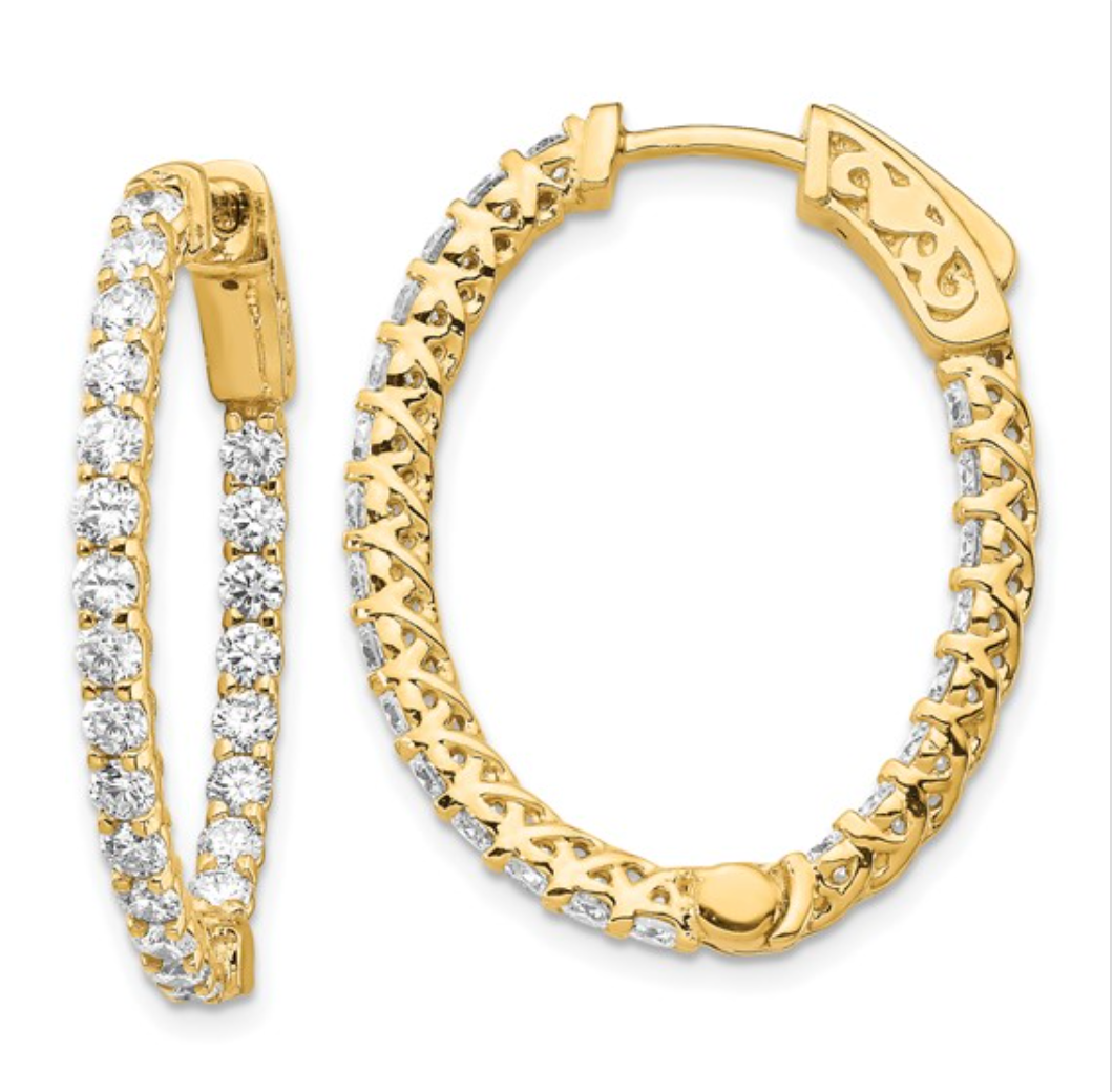 Oval Diamond Hoops in Gold