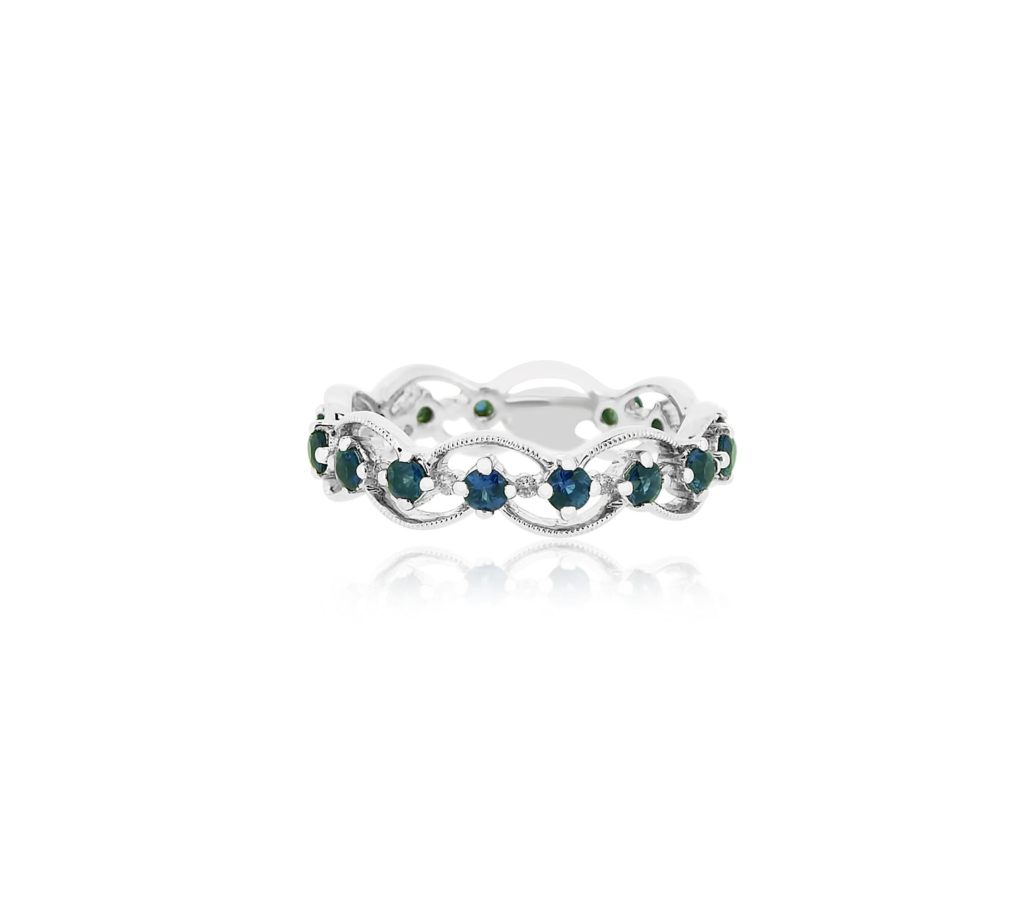 Sapphire White Gold Lace Ring