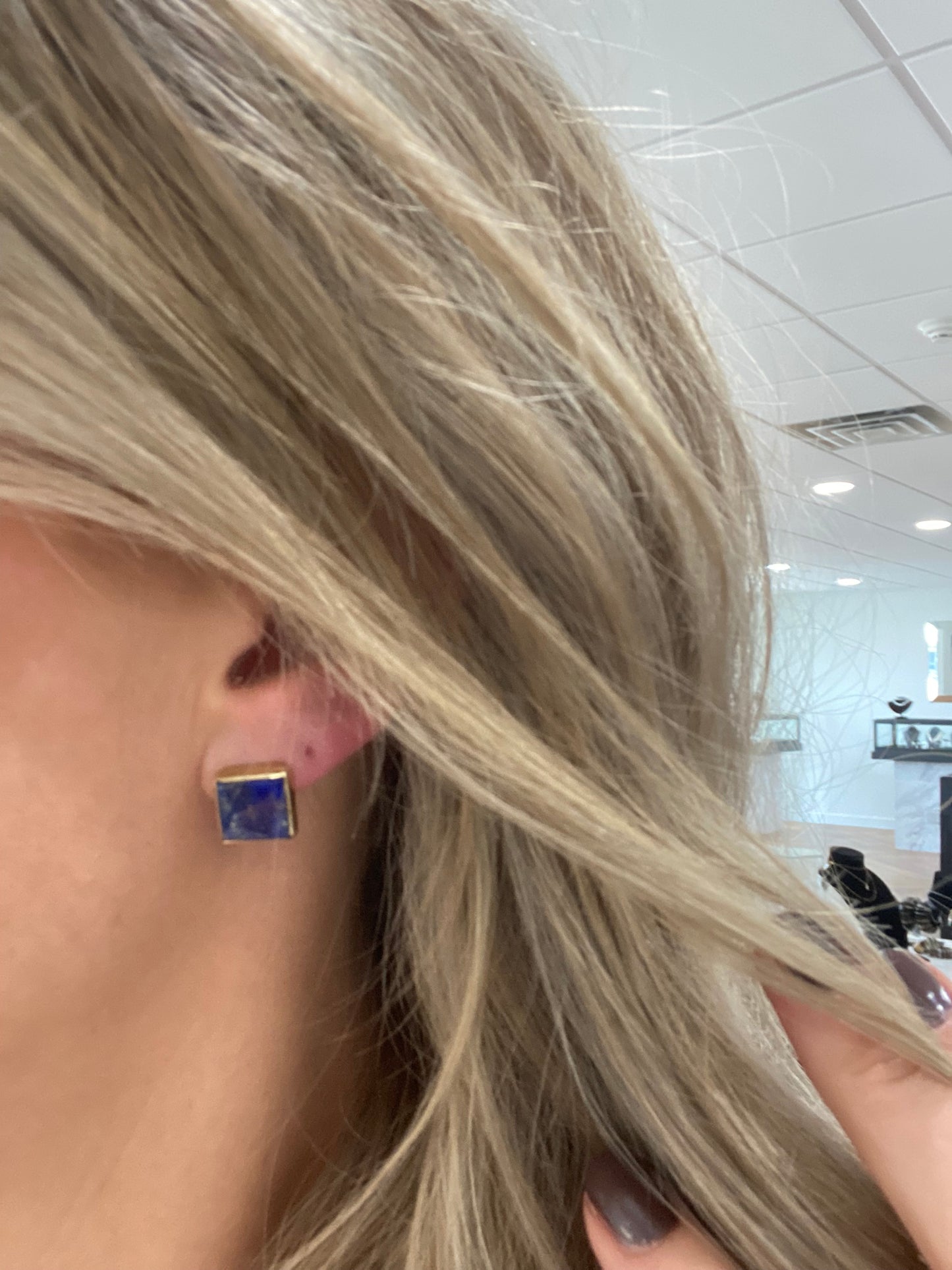 Lapis Square Cut Earrings