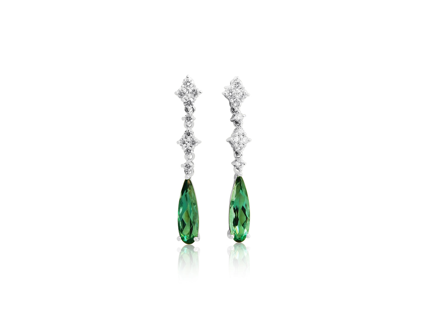 Mint Green Tourmaline and Diamond Drops