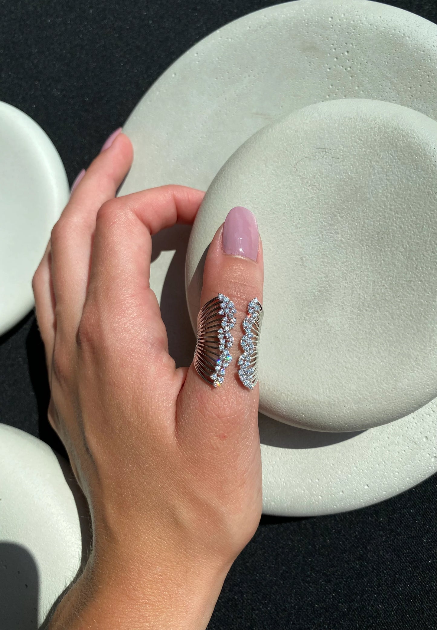 Open Diamond Wide Ring