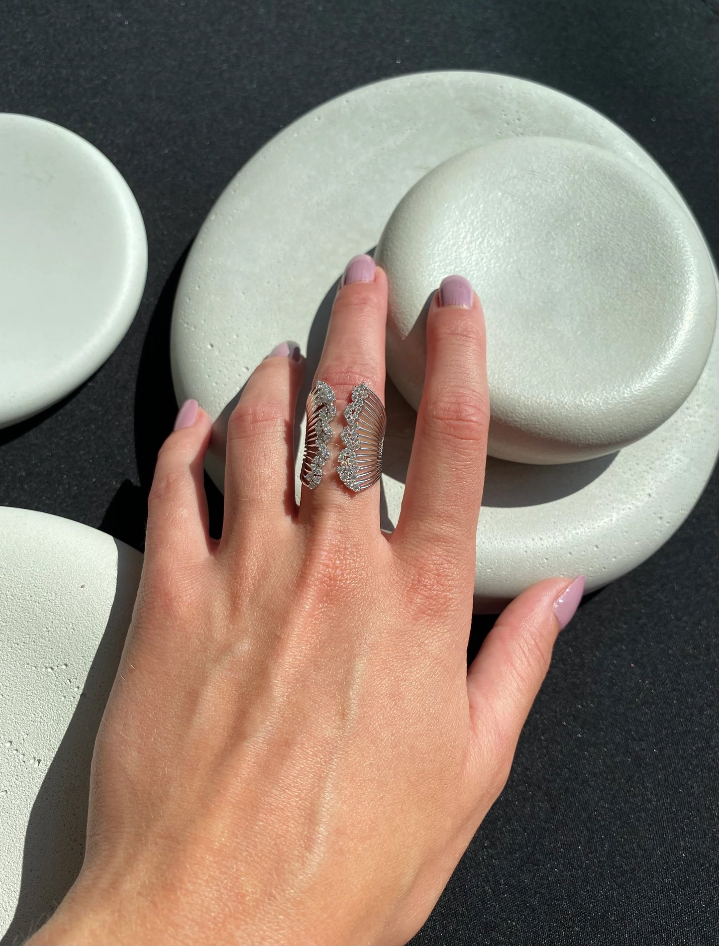 Open Diamond Wide Ring