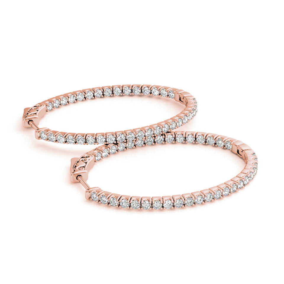 Oval Diamond Rose Gold Hoops