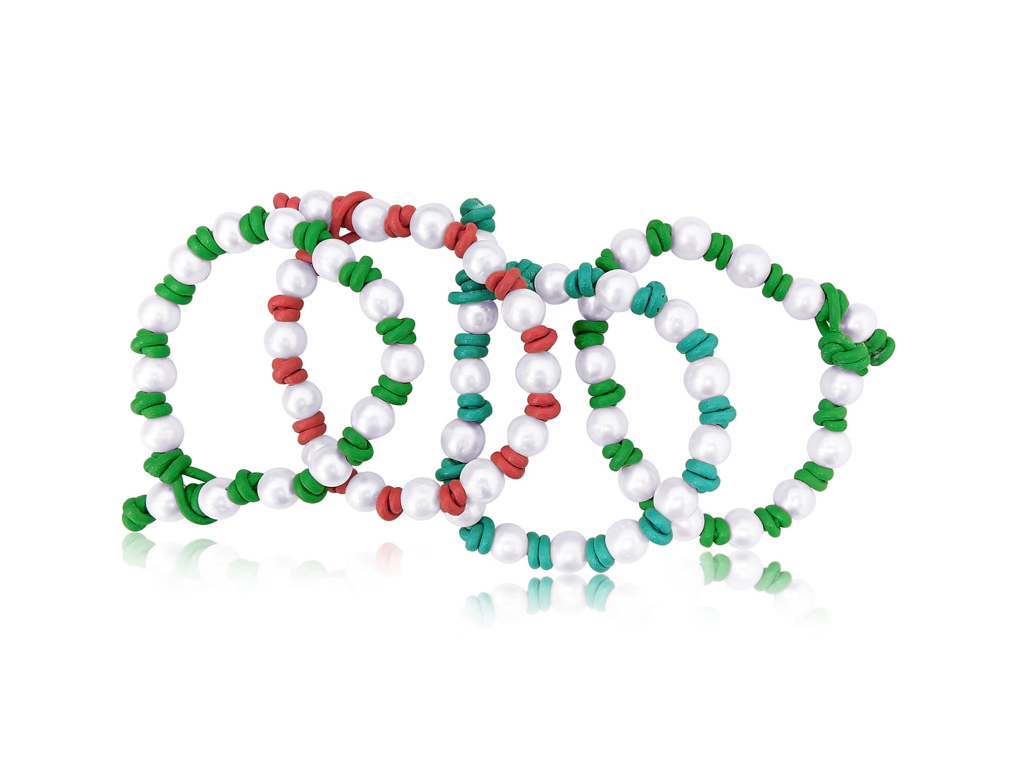 Green Leather Pearl Bracelet