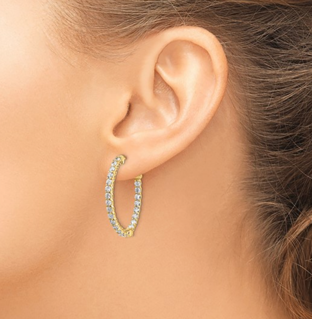Oval Diamond Hoops in Gold