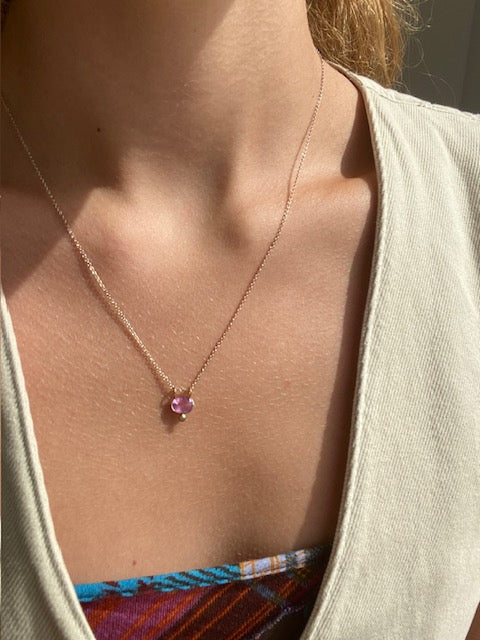 Pink Sapphire and Diamond Necklace