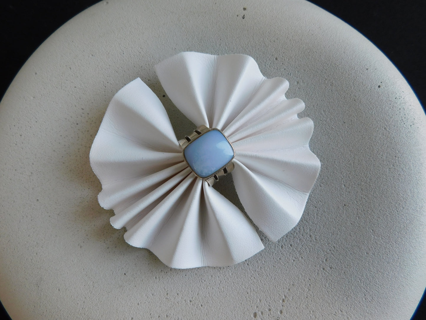 Blue Agate Hand Forged Silver Ring
