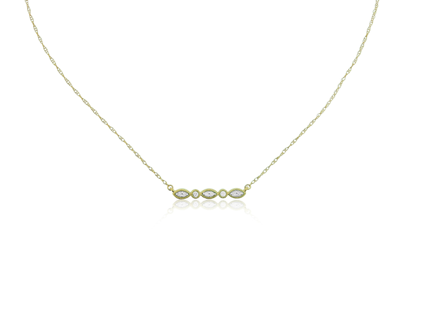 Rose Gold Diamond Horizontal Bar Necklace