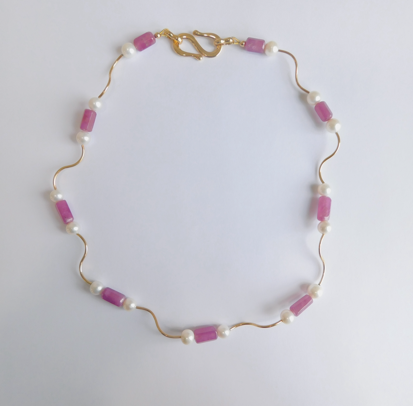 Ruby Cylinder Gold Necklace
