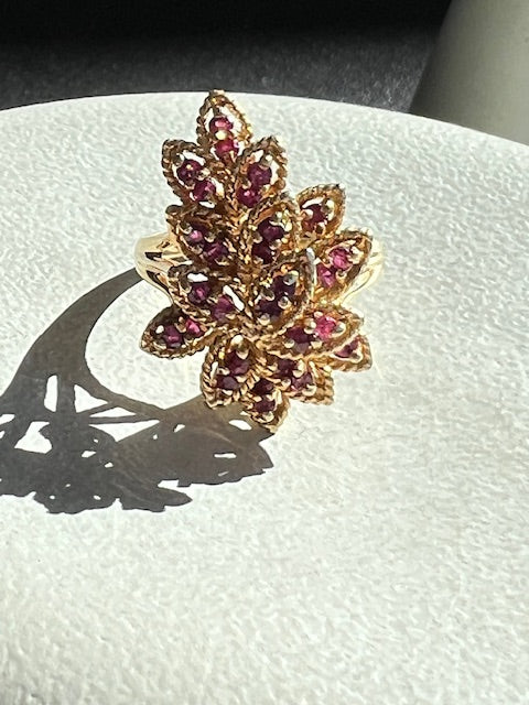 Ruby Mid Century Cocktail Ring