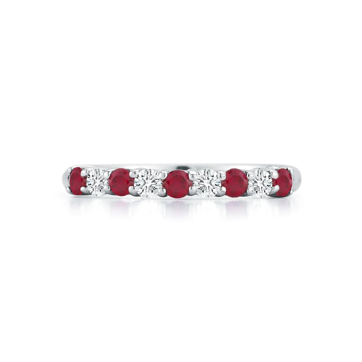 Ruby and Diamond Alternating White Band