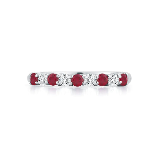 Ruby and Diamond Alternating White Band