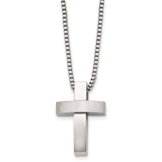 Mens Polished Cross Necklace