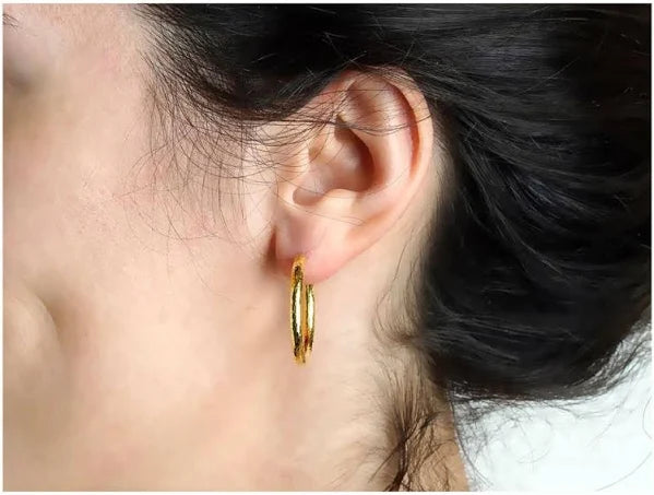 Gold Hammered Hoops