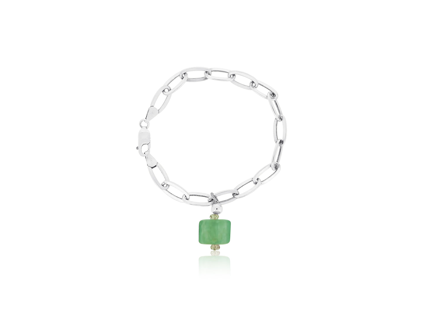 Sterling Silver Link Bracelet with Aquamarine and Pink Tourmaline