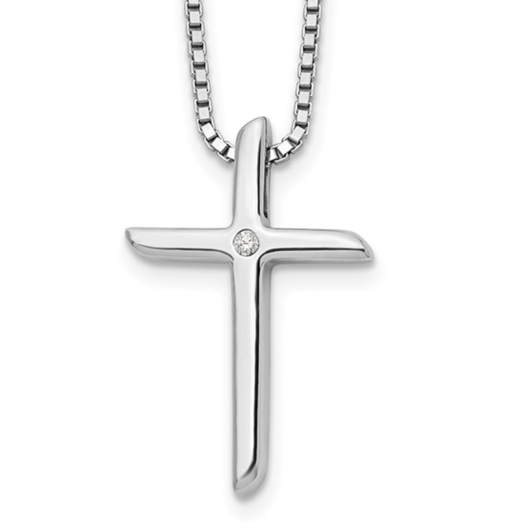 Silver Cross with Diamond