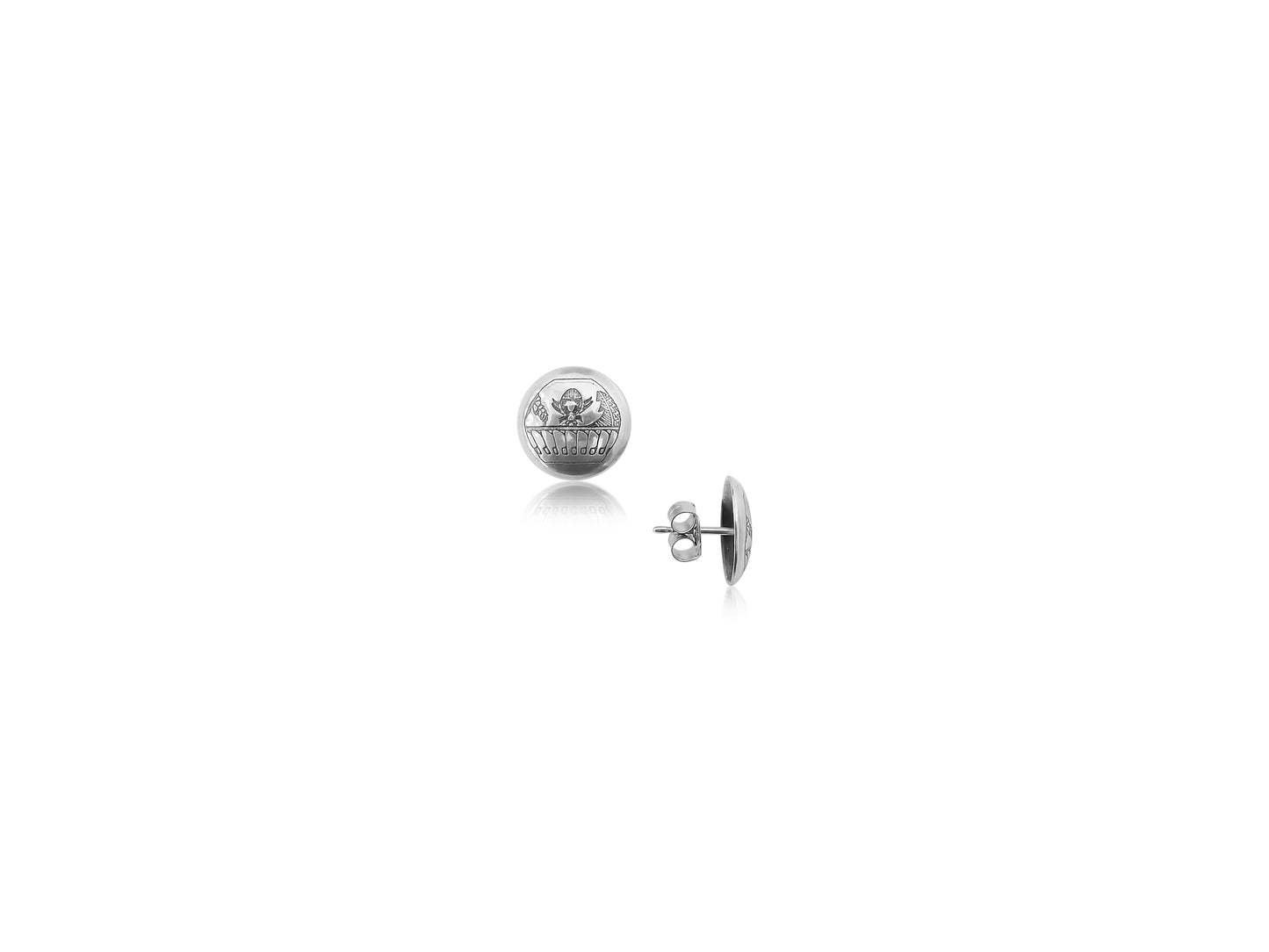 Etched Domed Silver Earrings