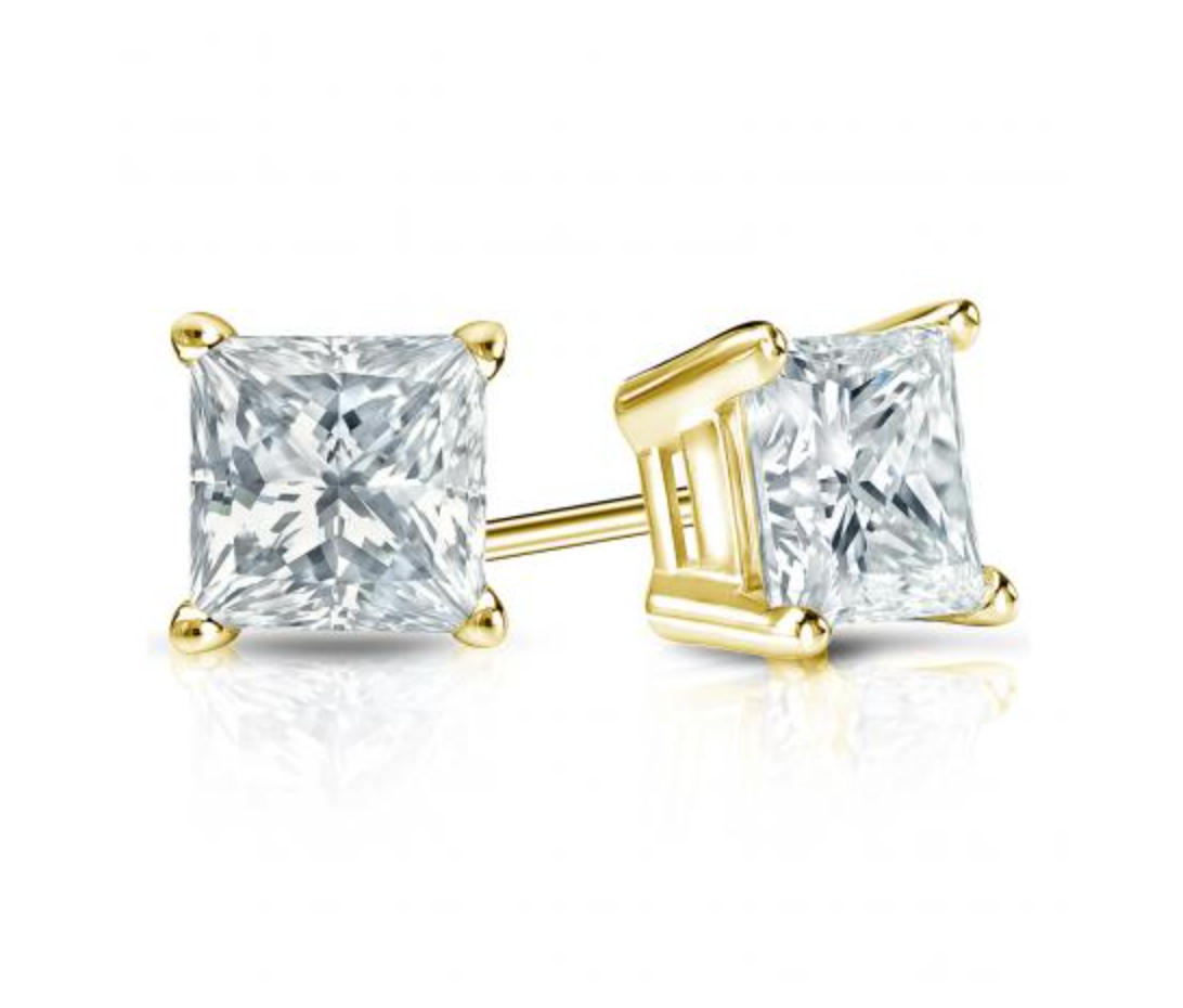 Square Diamond Studs in Gold