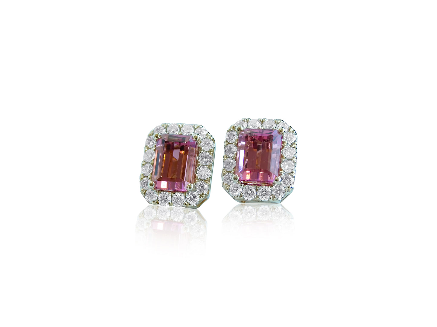 Pink Tourmaline and Diamond Earrings