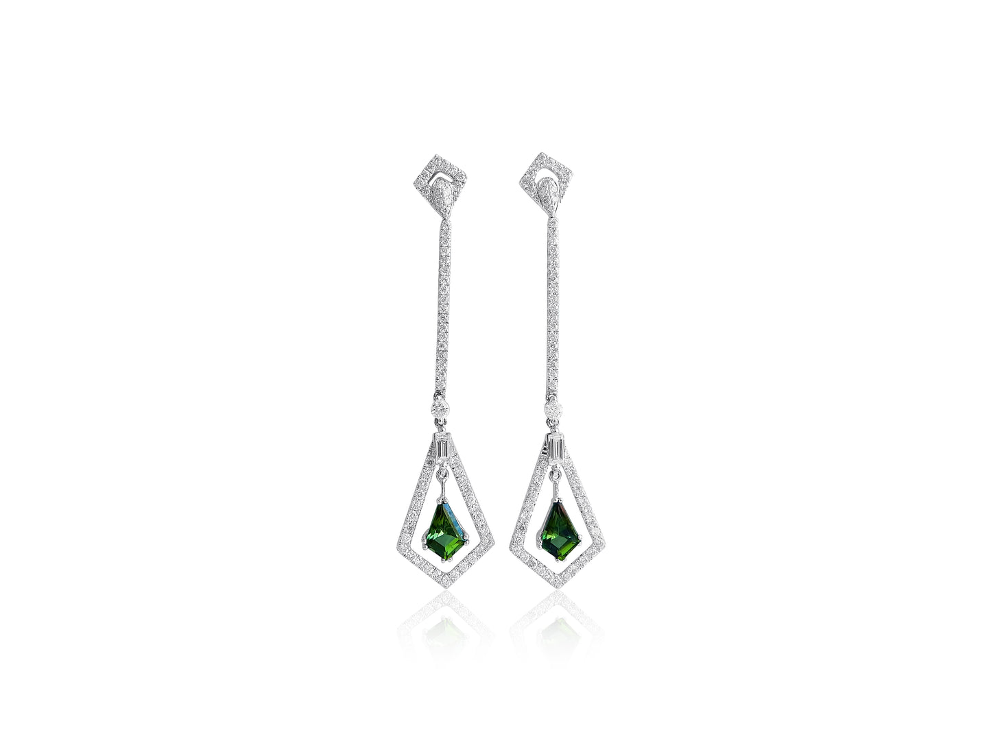 Tourmaline and Diamond Dangle Earrings