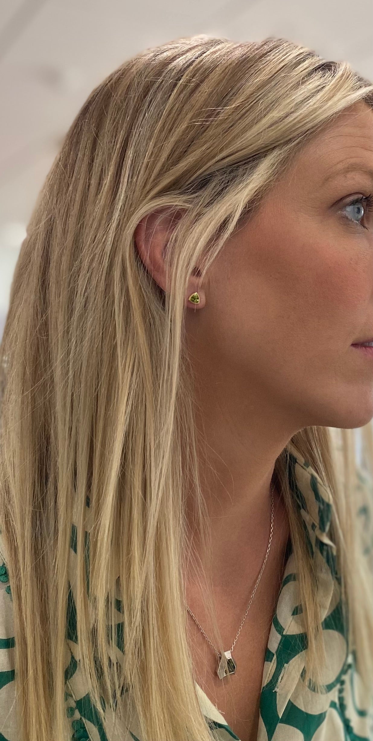 Peridot Trillion Silver Pendant