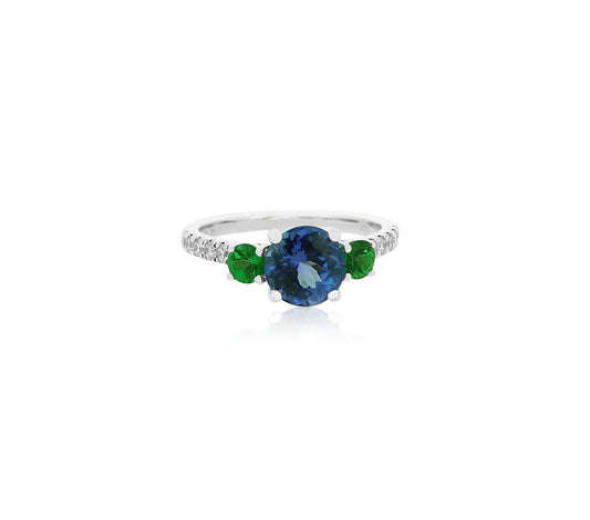 Tsavorite Tanzanite Diamond Ring