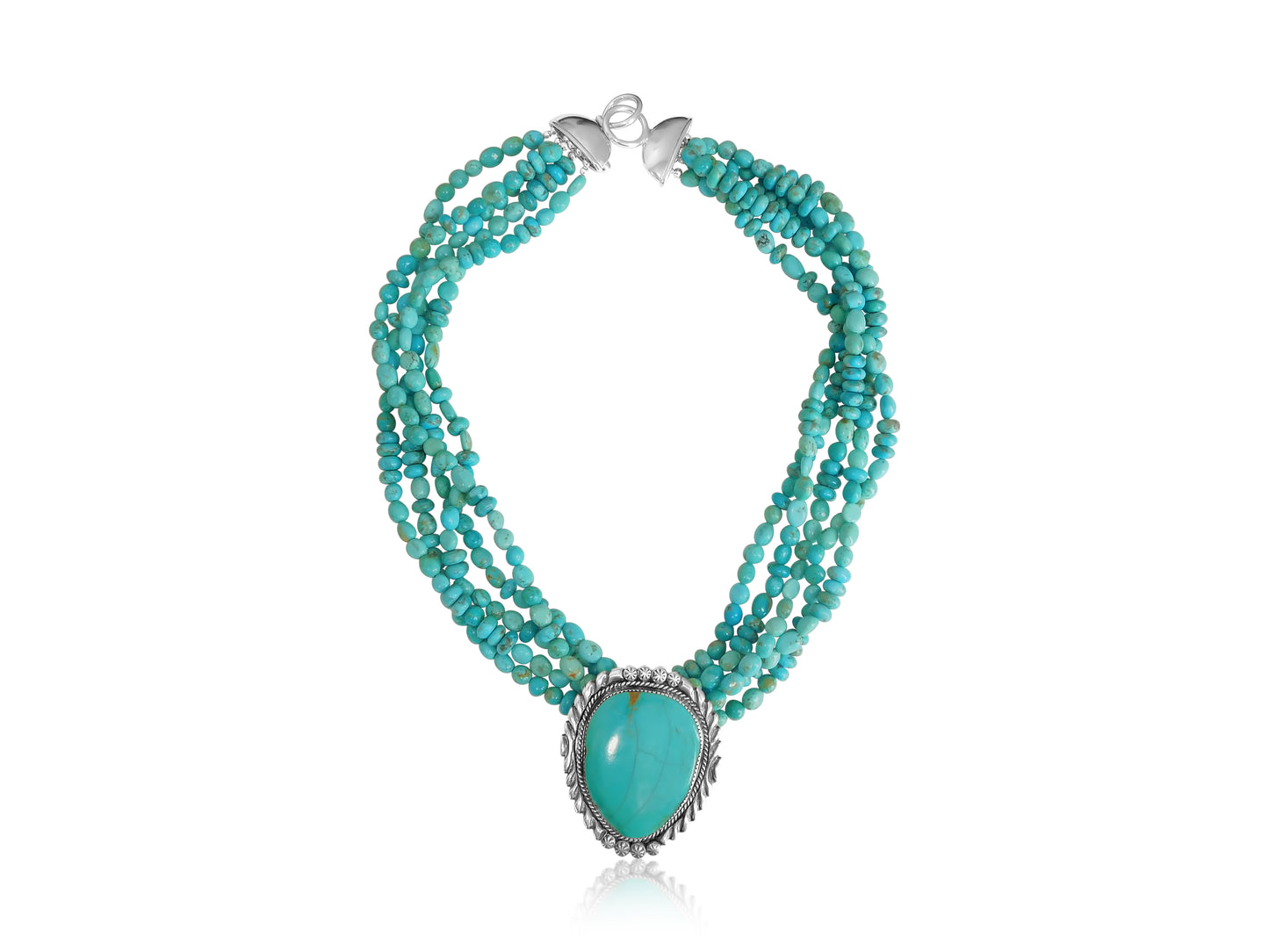 Vintage Turquoise Pendant with Turquoise Multi Strand