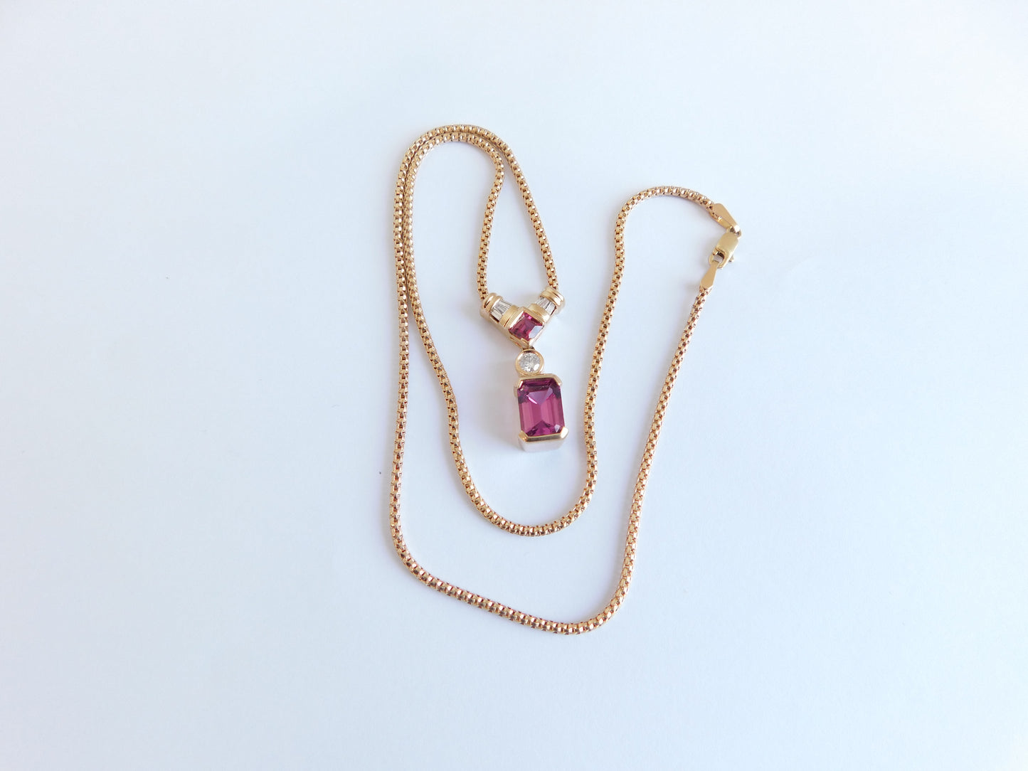 Rhodolite Garnet Diamond Necklace