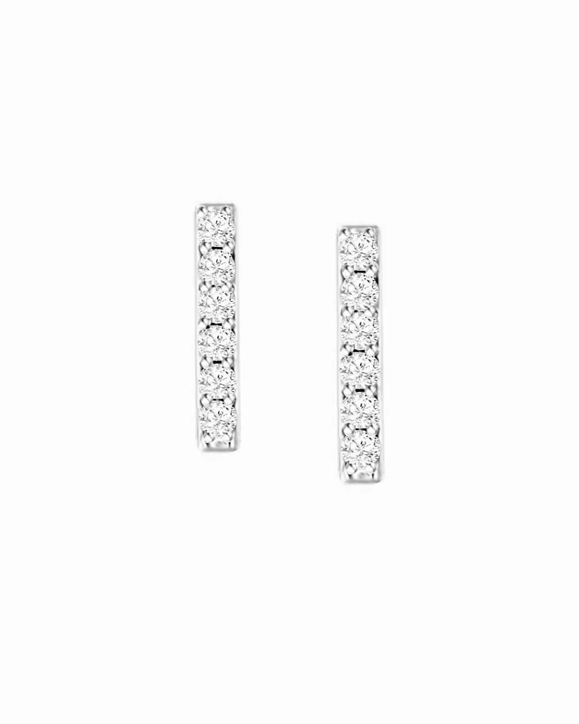 Diamond White Gold Bar Earrings