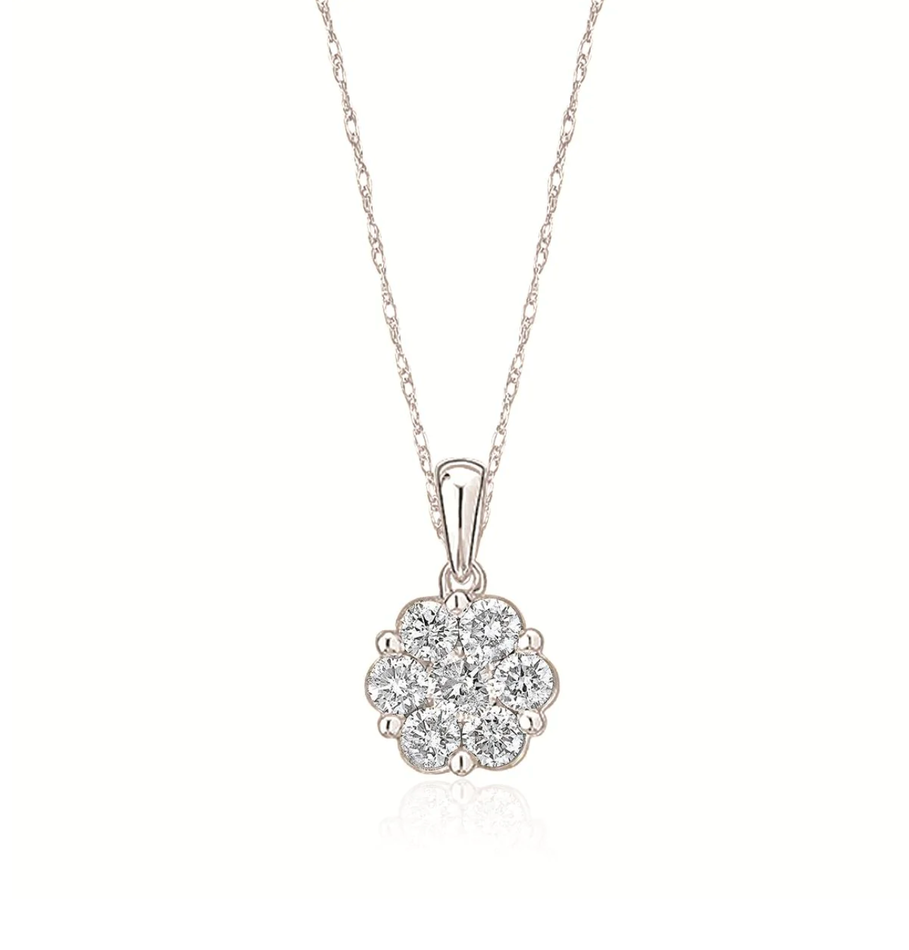 White Gold Cluster Diamond Pendant