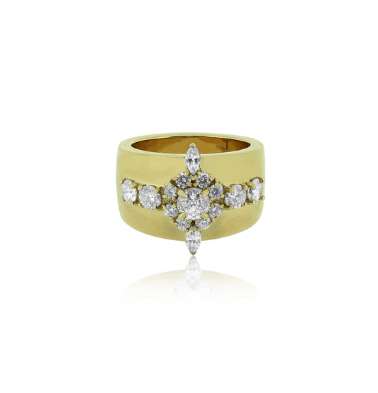 Wide Gold Disco Diamond Band
