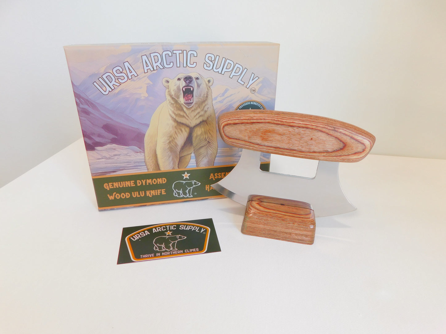 Wood Ulu Knife with Base