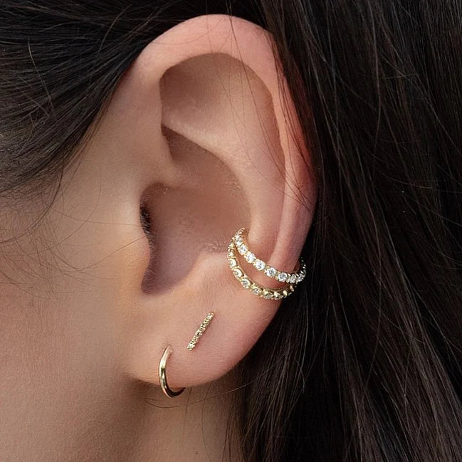 Diamond White Gold Bar Earrings