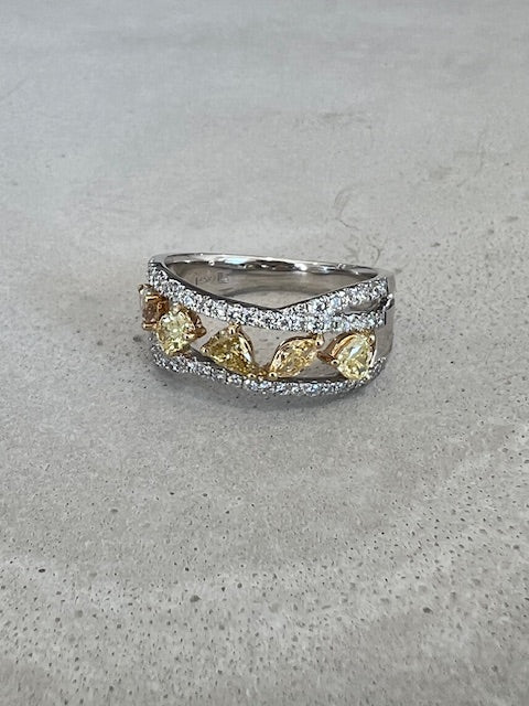 Fancy Yellow Diamond Scatter Ring