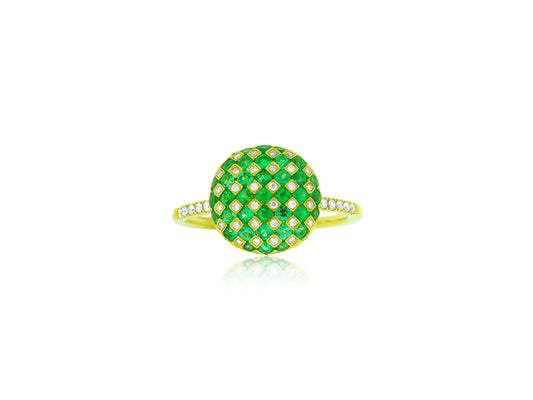 Emerald and Diamond Domed Ring