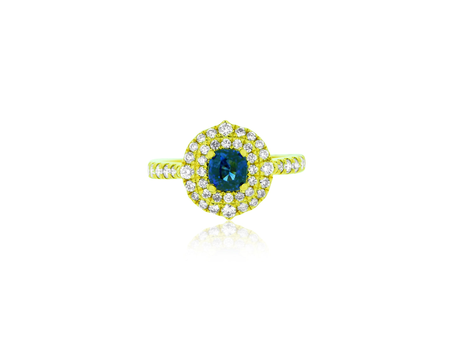 Blue Sapphire and Diamond Ring