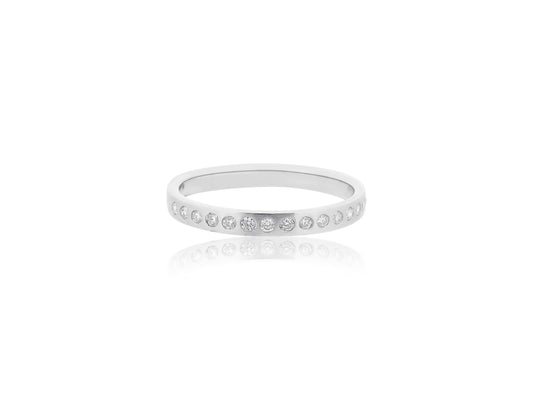 Diamond Brushed White Gold Band