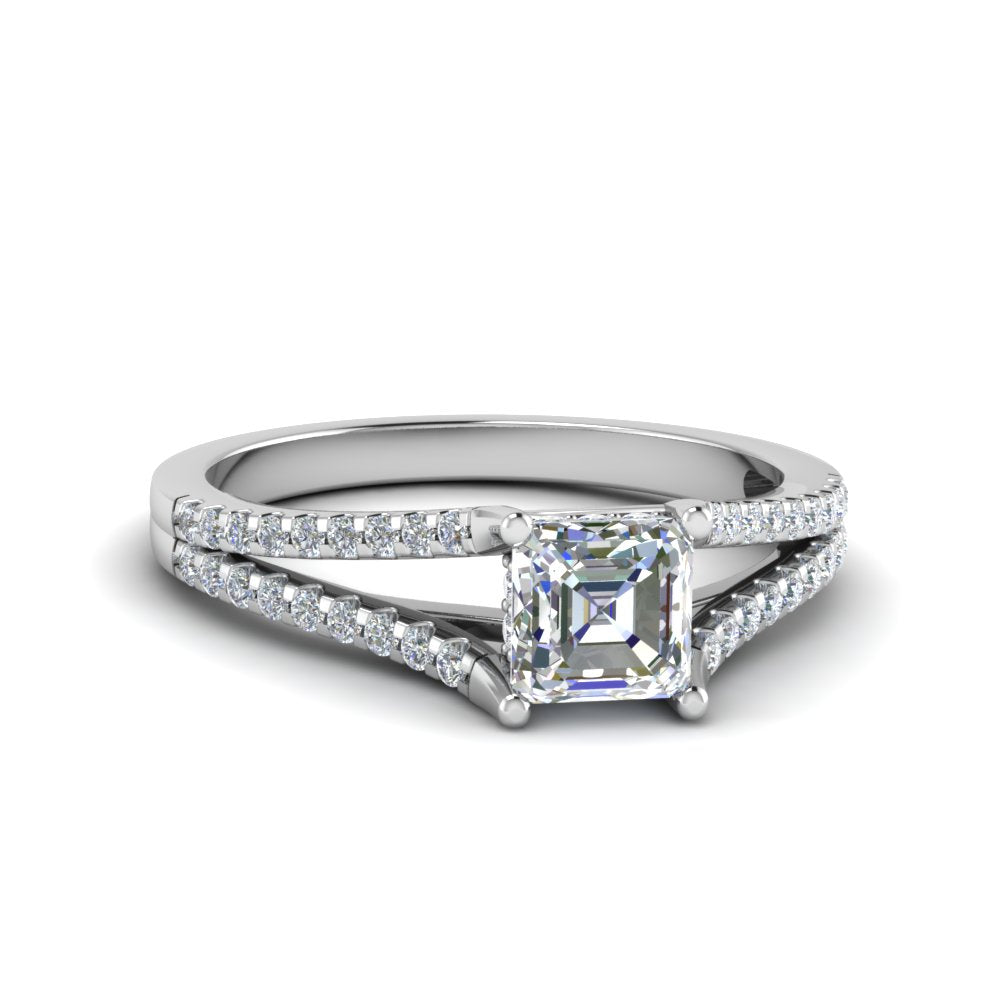 Asscher Diamond Ring with Split Band